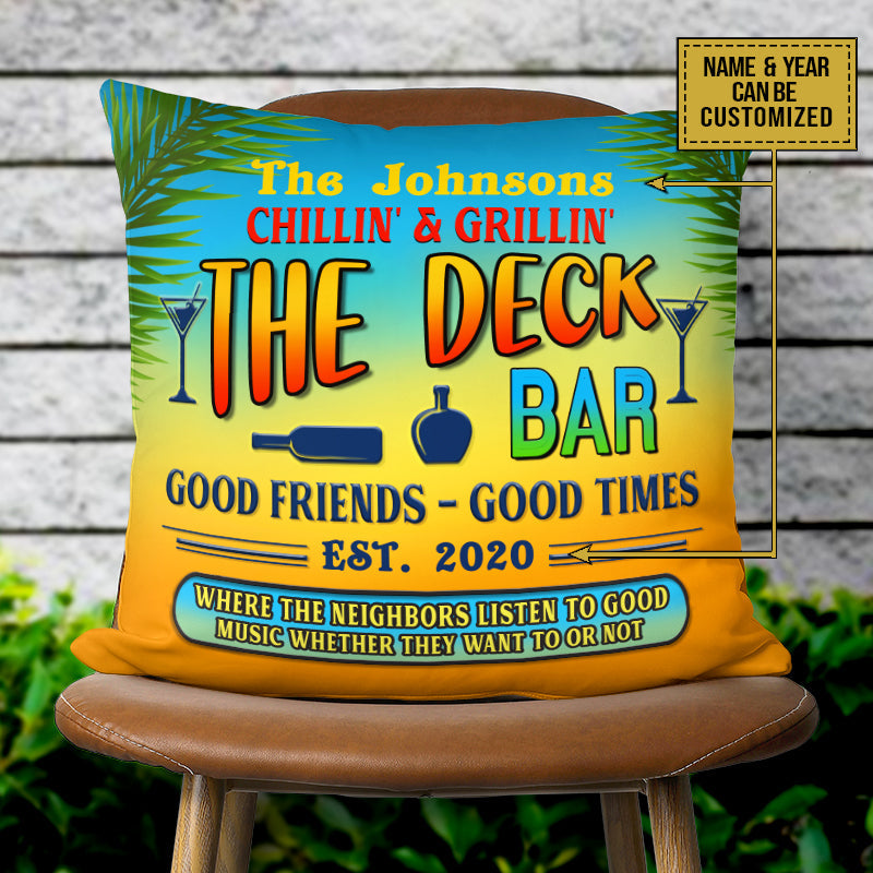 Deck Grilling Backyard Good Music Summer Custom Pillow