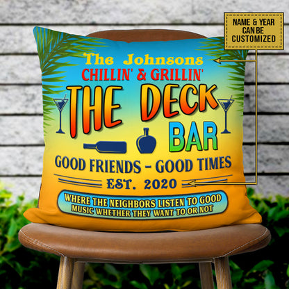 Deck Grilling Backyard Good Music Summer Custom Pillow