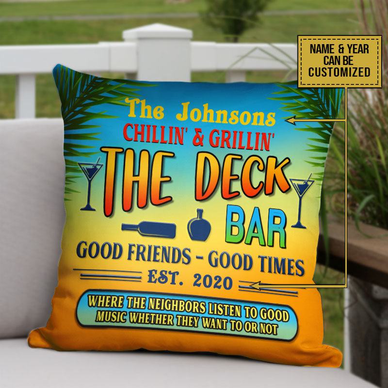 Deck Grilling Backyard Good Music Summer Custom Pillow