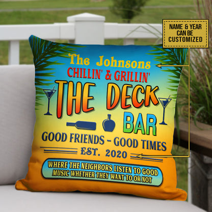 Deck Grilling Backyard Good Music Summer Custom Pillow