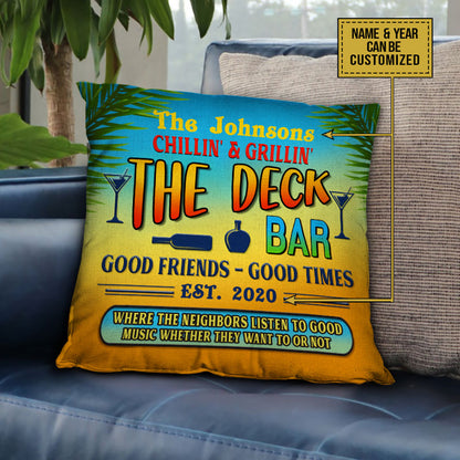 Deck Grilling Backyard Good Music Summer Custom Pillow