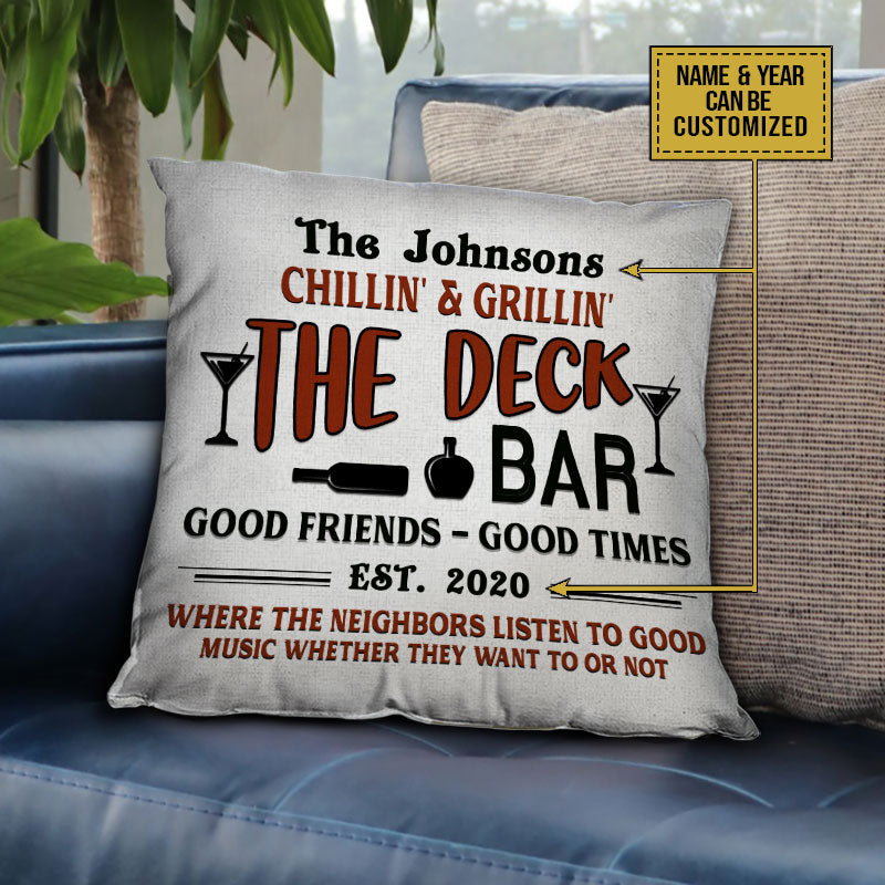 Deck Grilling Good Music Custom Pillow