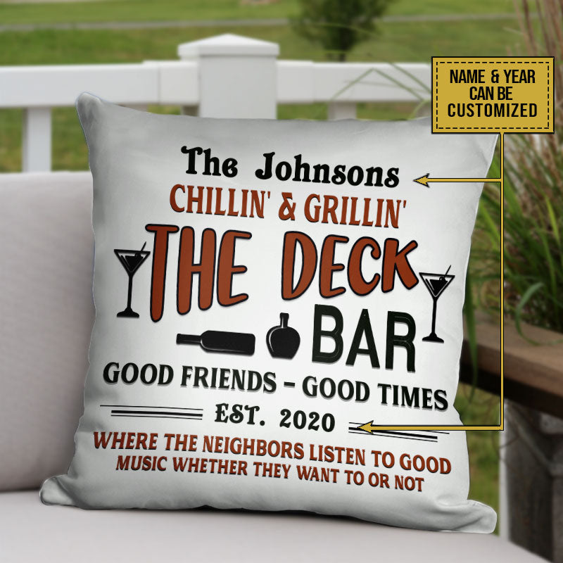 Deck Grilling Good Music Custom Pillow