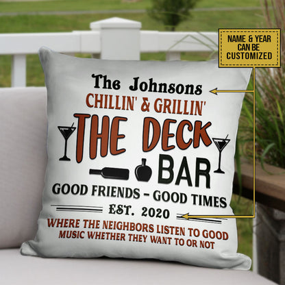 Deck Grilling Good Music Custom Pillow