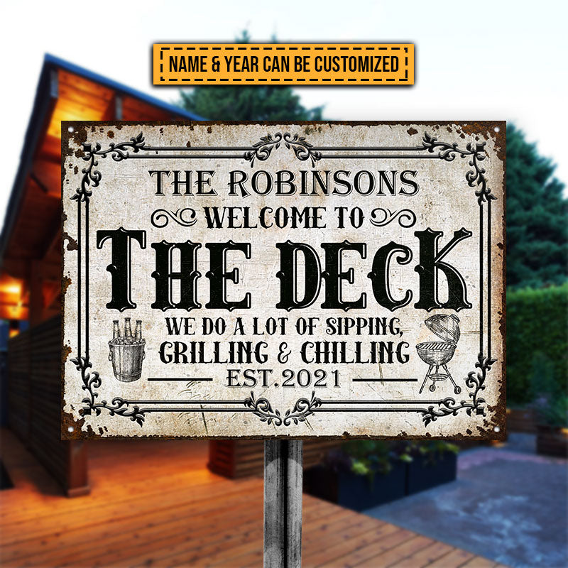 Deck Sipping Grilling Chilling Custom Classic Metal Signs