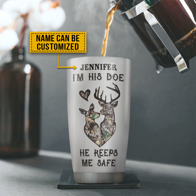 Deer Couple Camo His Doe Her Buck Custom Tumbler