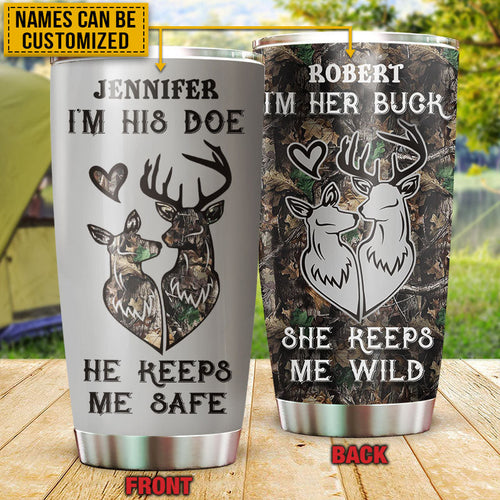 Deer Couple Camo His Doe Her Buck Custom Tumbler