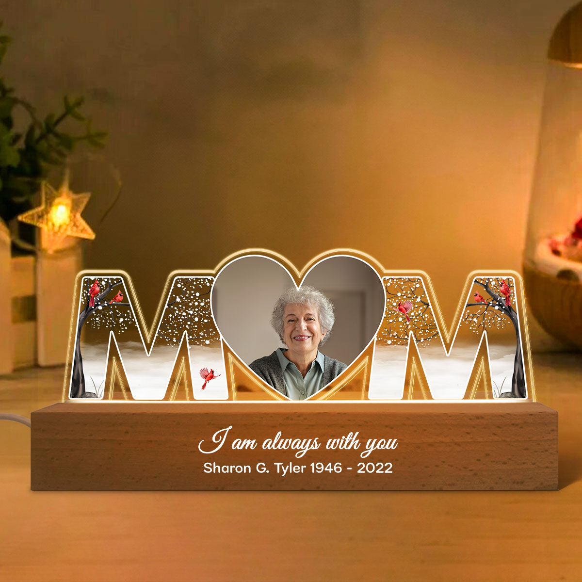 I'm Always With You, Memorial Sympathy Gift, Photo Personalized LED Night Light