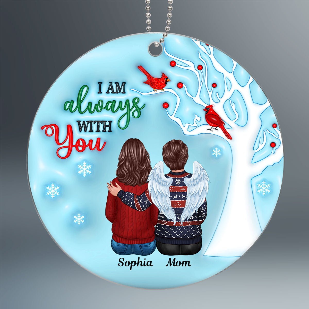 Always With You Berry Tree 3D Inflated Family Memorial Keepsake Personalized Acrylic Ornament