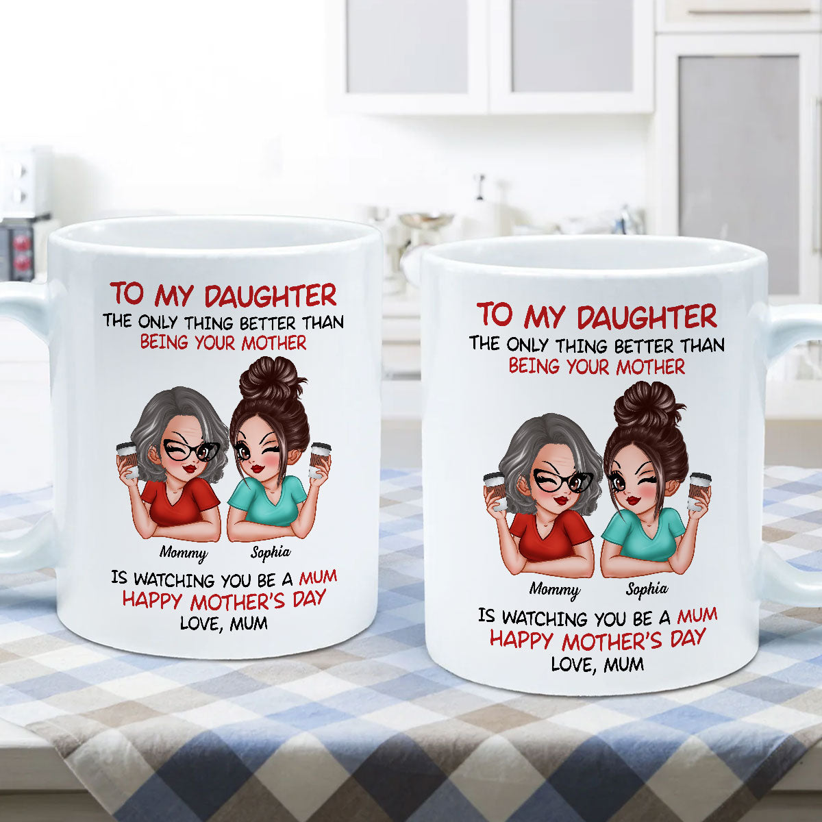 To My Daughter From Mum Happy Mother's Day UK Personalized Mug, Mother's Day Gift For Daughter