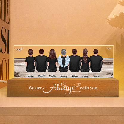 Always With You Family Sitting Retro Vintage Beach Landscape Memorial Personalized Acrylic Block LED Night Light