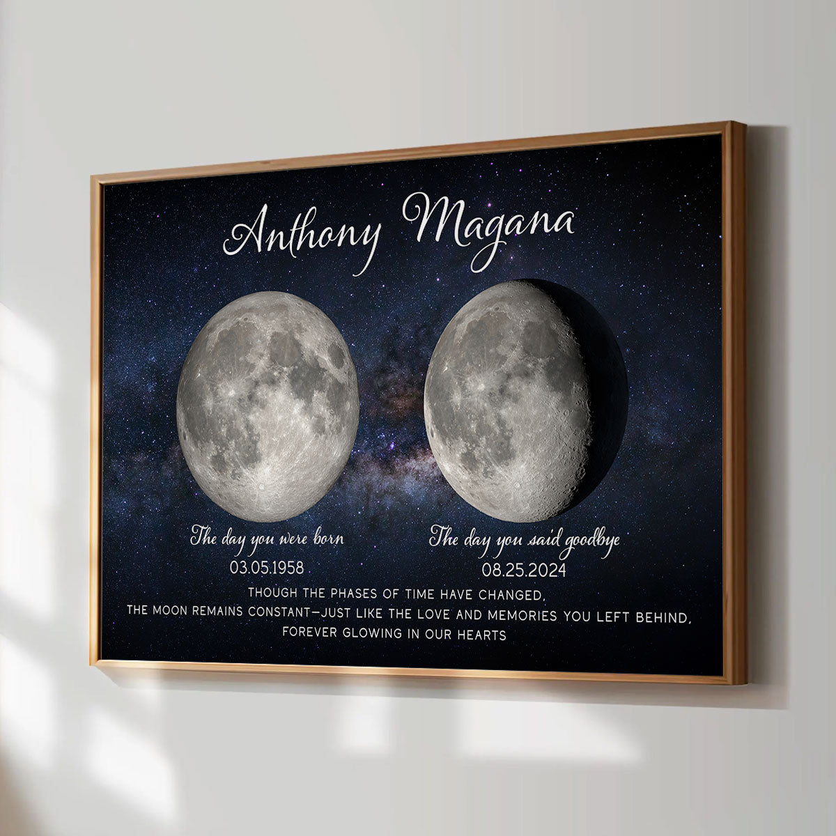Lost Loved One Moon Phase Art Memorial Sympathy Gift Personalized Poster