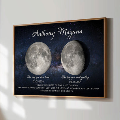 Lost Loved One Moon Phase Art Memorial Sympathy Gift Personalized Poster