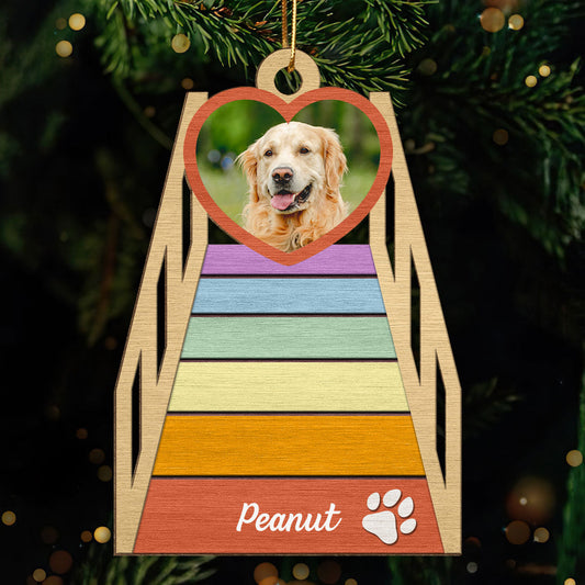 See You At Rainbow Bridge Memorial Dog Cat Photo Inserted Personalized Wooden Ornament