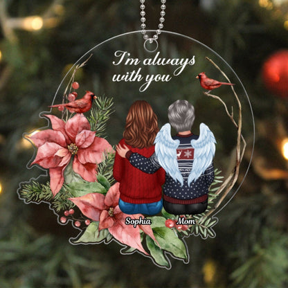 Always With You Cardinal Wreath Memorial Keepsake Personalized Acrylic Ornament