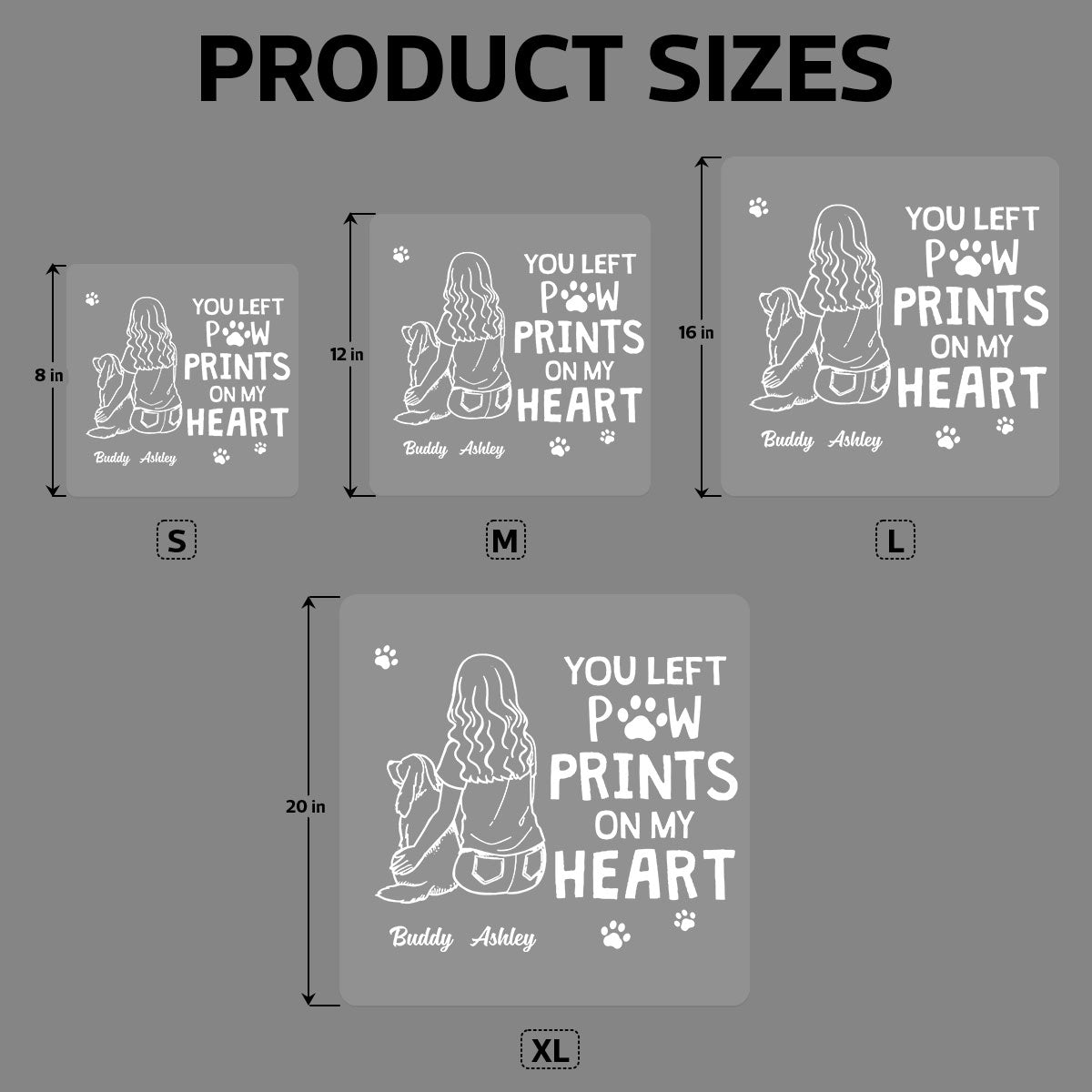 You Left Paw Prints On My Heart Outline Dog Memorial Personalized Decal