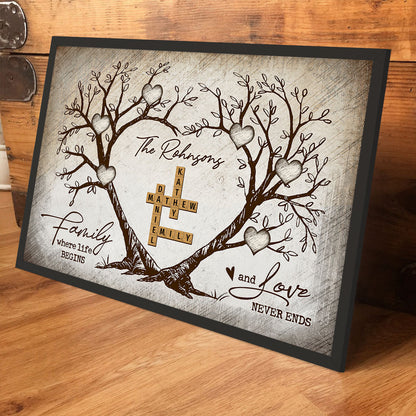 Family Heart Tree Crossword Puzzle, Captured In A Moment, Cherished For A Lifetime Personalized Poster