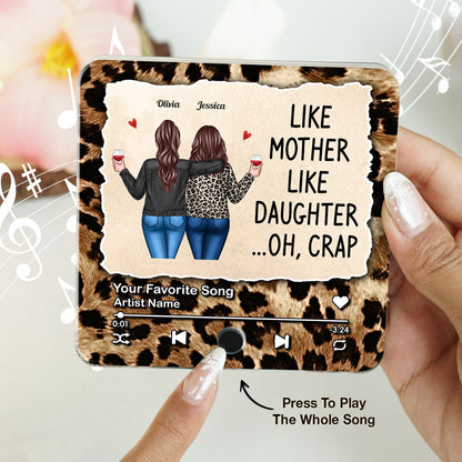 Like Mother Like Daughter Leopard Pattern Personalized Music Fridge Magnet, Funny Mother's Day Gift for Mom, Gift for her