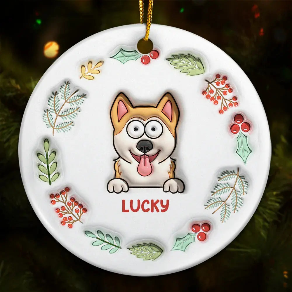 Dog Cat Funny - 3D Inflated Effect Printed Ornament, Personalized Circle Acrylic Ornament Ornament The Next Custom Gift