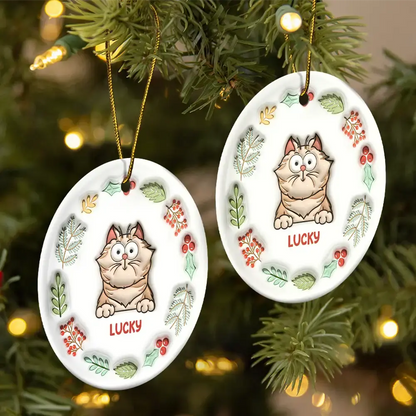 Dog Cat Funny - 3D Inflated Effect Printed Ornament, Personalized Circle Acrylic Ornament Ornament The Next Custom Gift