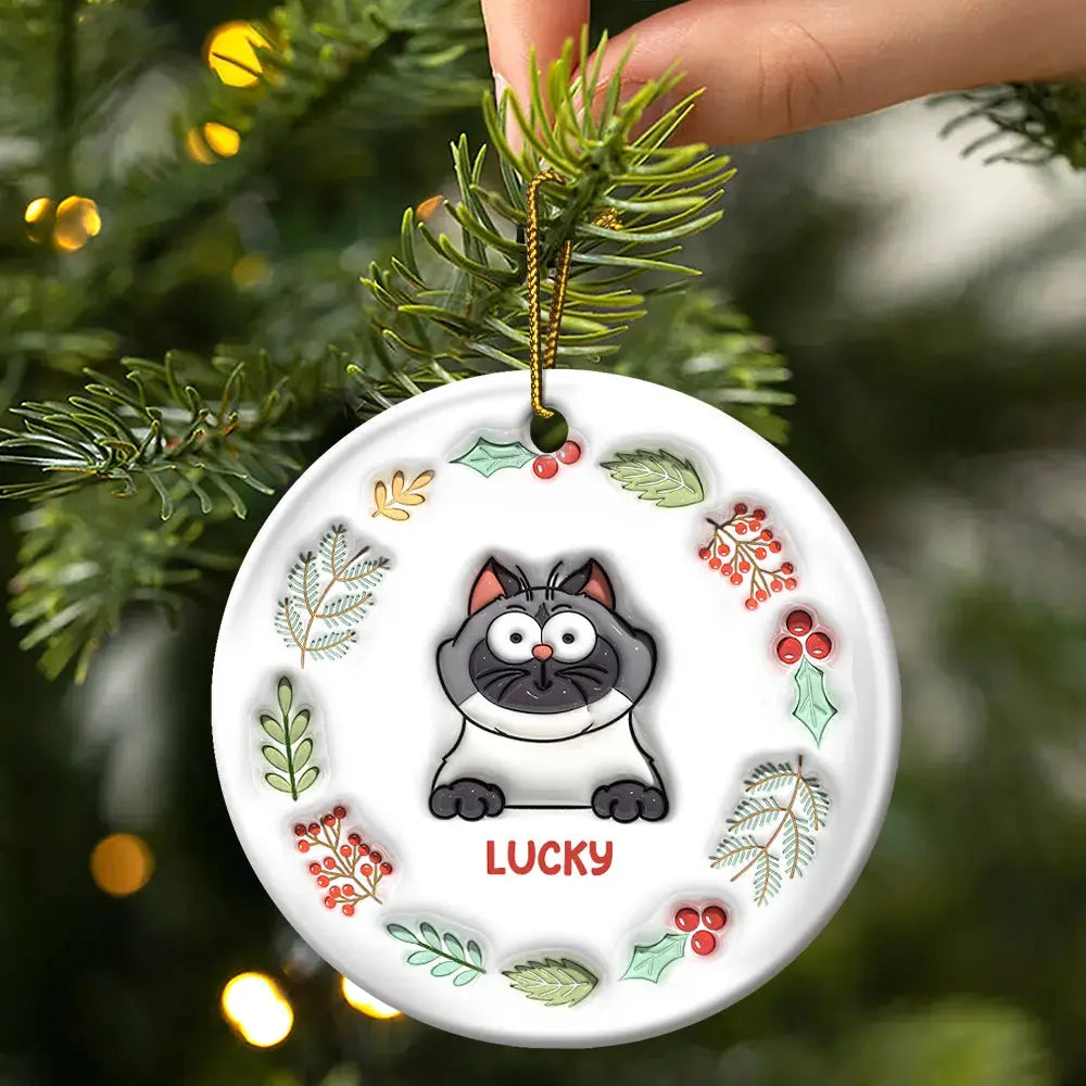 Dog Cat Funny - 3D Inflated Effect Printed Ornament, Personalized Circle Acrylic Ornament Ornament The Next Custom Gift