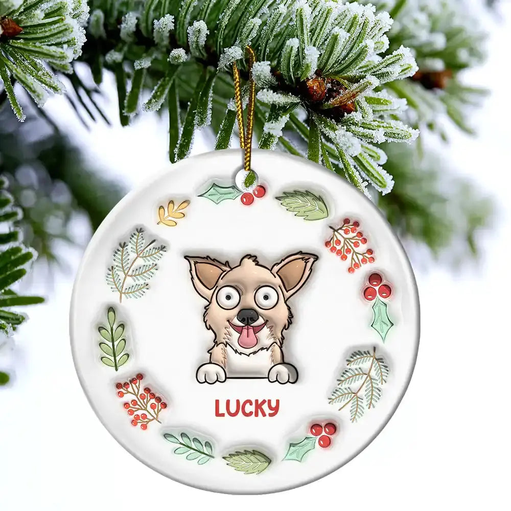 Dog Cat Funny - 3D Inflated Effect Printed Ornament, Personalized Circle Acrylic Ornament Ornament The Next Custom Gift