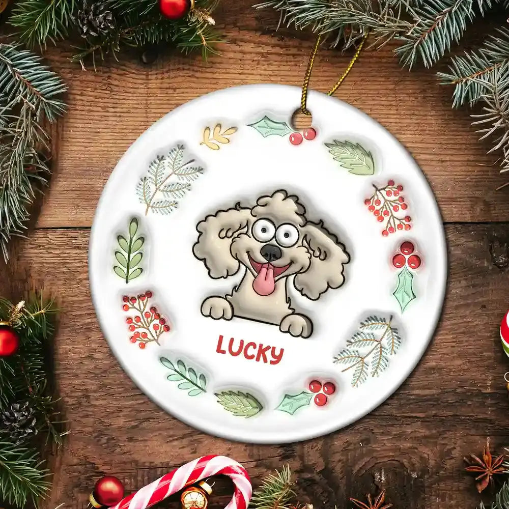 Dog Cat Funny - 3D Inflated Effect Printed Ornament, Personalized Circle Acrylic Ornament Ornament The Next Custom Gift