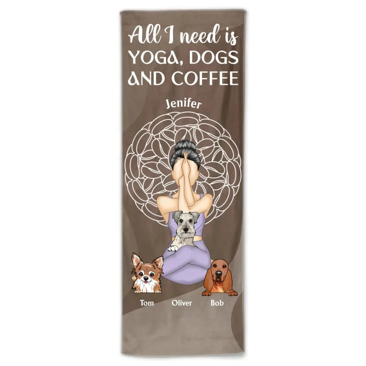 Dog Lovers - All I Need is Yoga, Dogs And Coffee - Personalized Yoga Towel Yoga Towel The Next Custom Gift