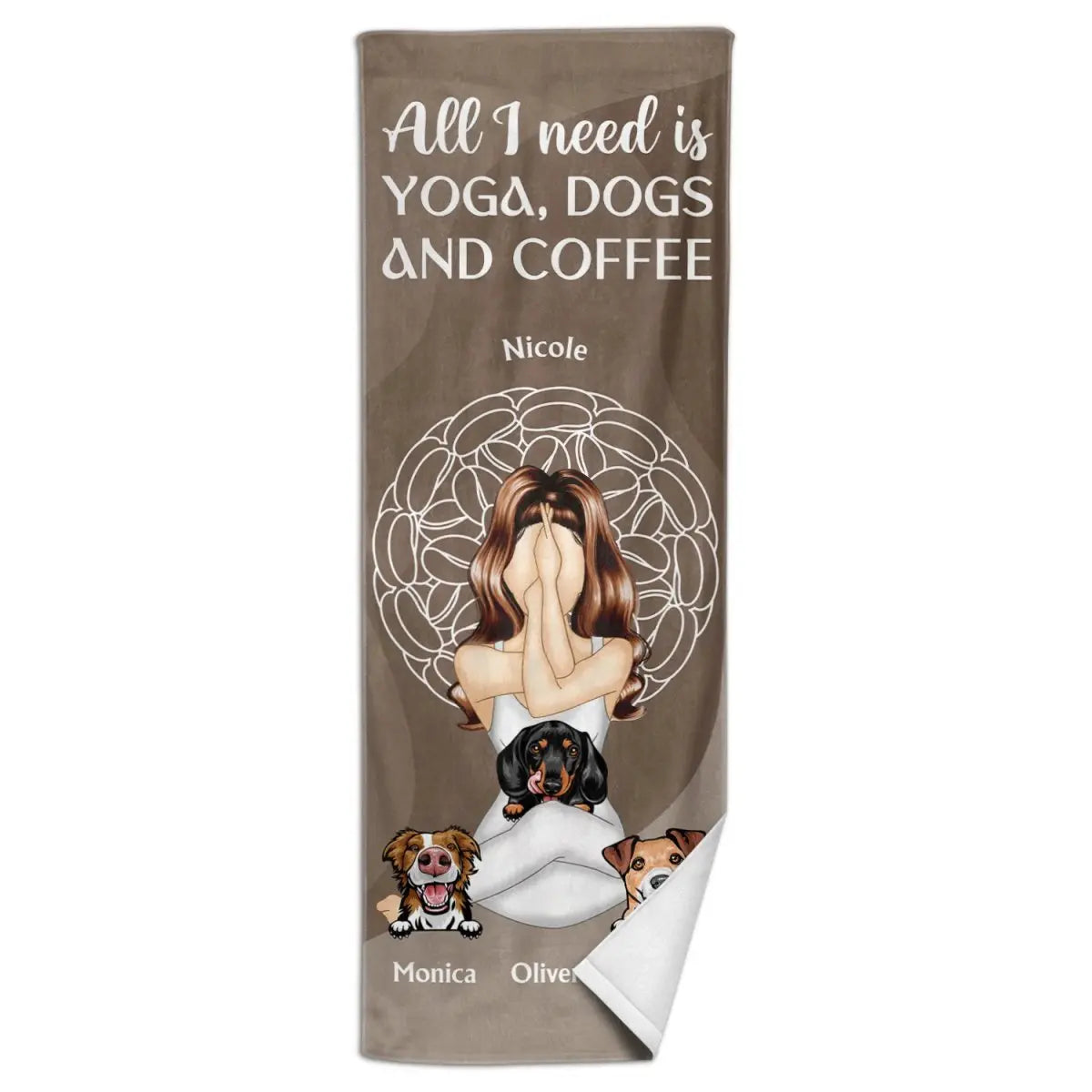 Dog Lovers - All I Need is Yoga, Dogs And Coffee - Personalized Yoga Towel Yoga Towel The Next Custom Gift