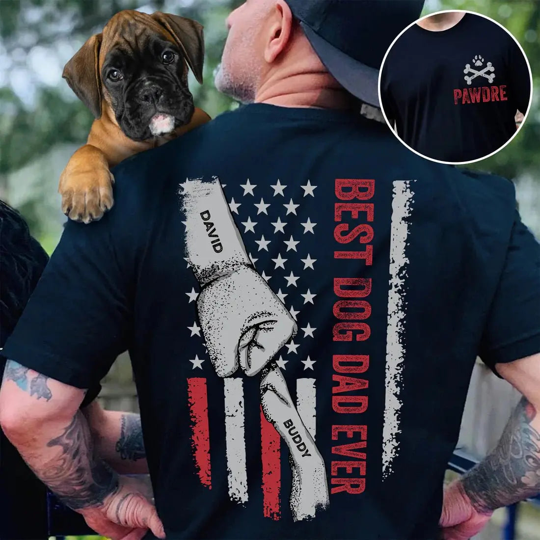 Dog Lovers - Best Dad Dog Ever Pawdre - Personalized Unisex T-Shirt - The Next Custom Gift  Shirts & Tops