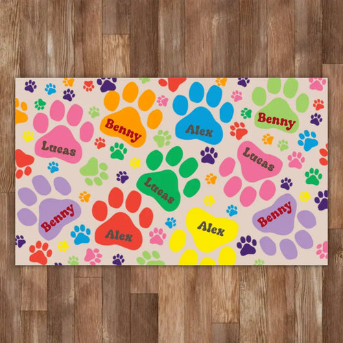 Dog Lovers - Bones And Paws - Personalized Premium Rug Premium Rug The Next Custom Gift