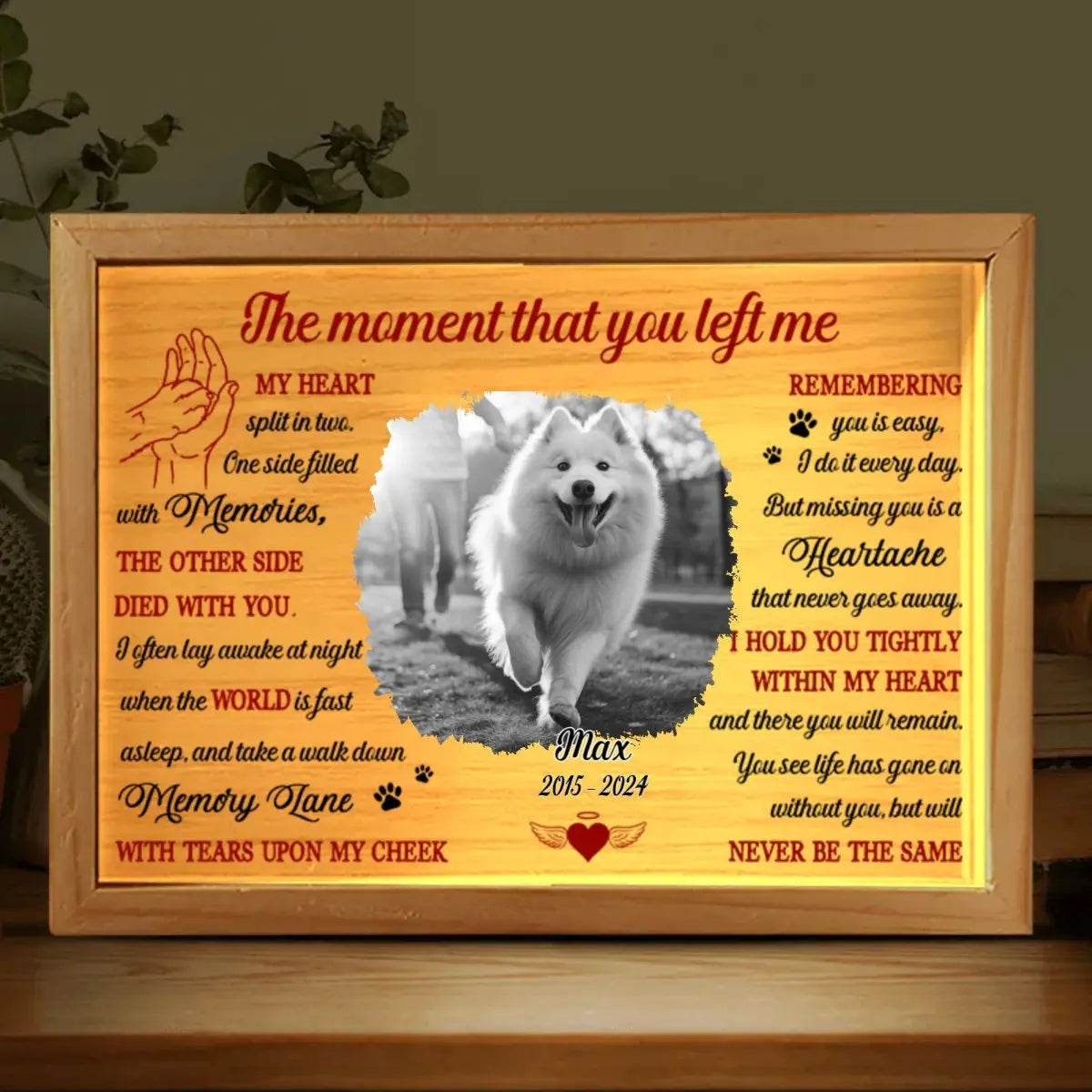 Dog Lovers - Custom Photo The Moment That You Left Me - Personalized Custom Frame Light Box Frame Light Box The Next Custom Gift