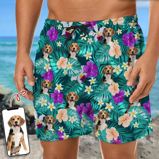 Dog Lovers - Custom Photo Tropical Style Dog - Personalized Beach Short Beach Short The Next Custom Gift