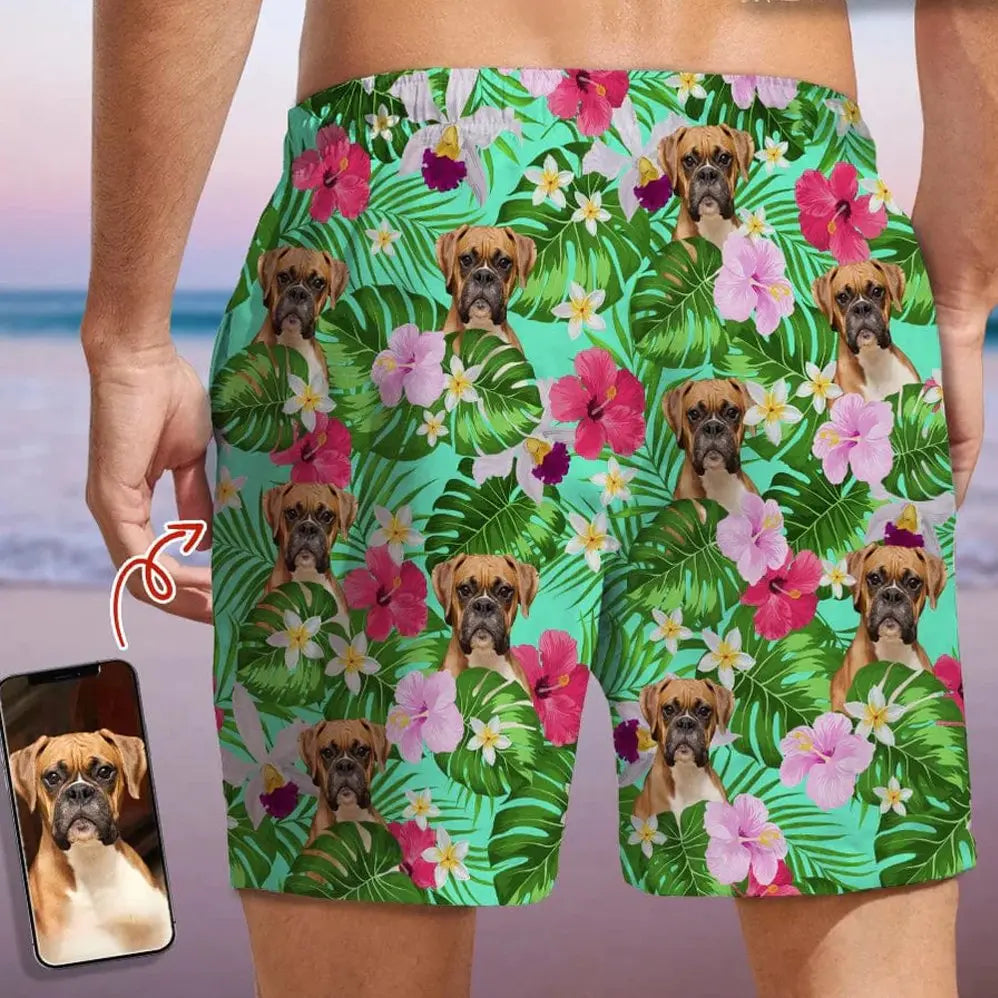 Dog Lovers - Custom Photo Tropical Style Dog - Personalized Beach Short Beach Short The Next Custom Gift