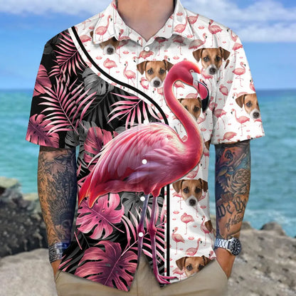 Dog Lovers -Custom Photo With Flamingo Icon Dog- Personalized Hawaiian Shirt Hawaiian Shirt The Next Custom Gift