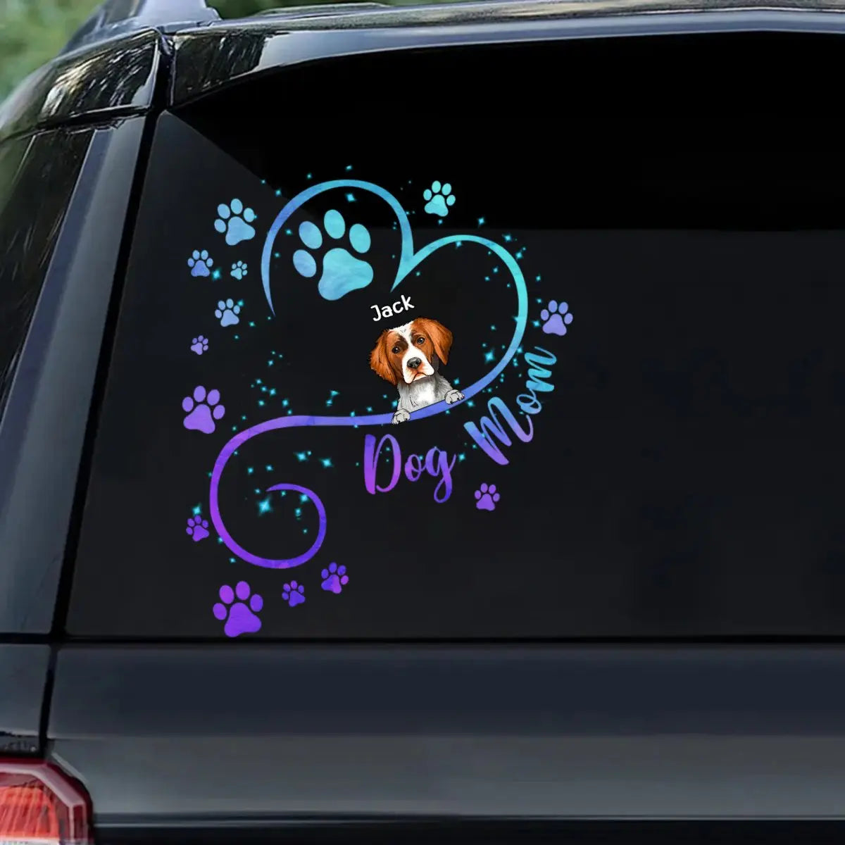 Dog Lovers - Dog Mom Heart Line - Personalized Sticker Decal (TL)