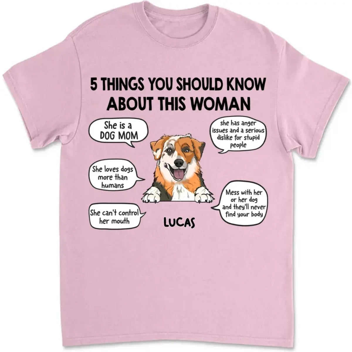 Dog Lovers - Five Things About This Dog Mom  - Personalized Unisex T-shirt, Hoodie Shirts & Tops The Next Custom Gift