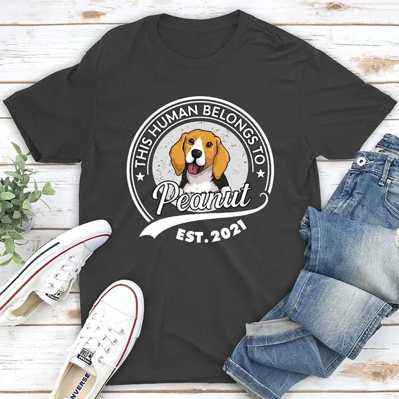 Dog Lovers - Human Belongs To Dog- Personalized T-Shirt Shirts & Tops The Next Custom Gift