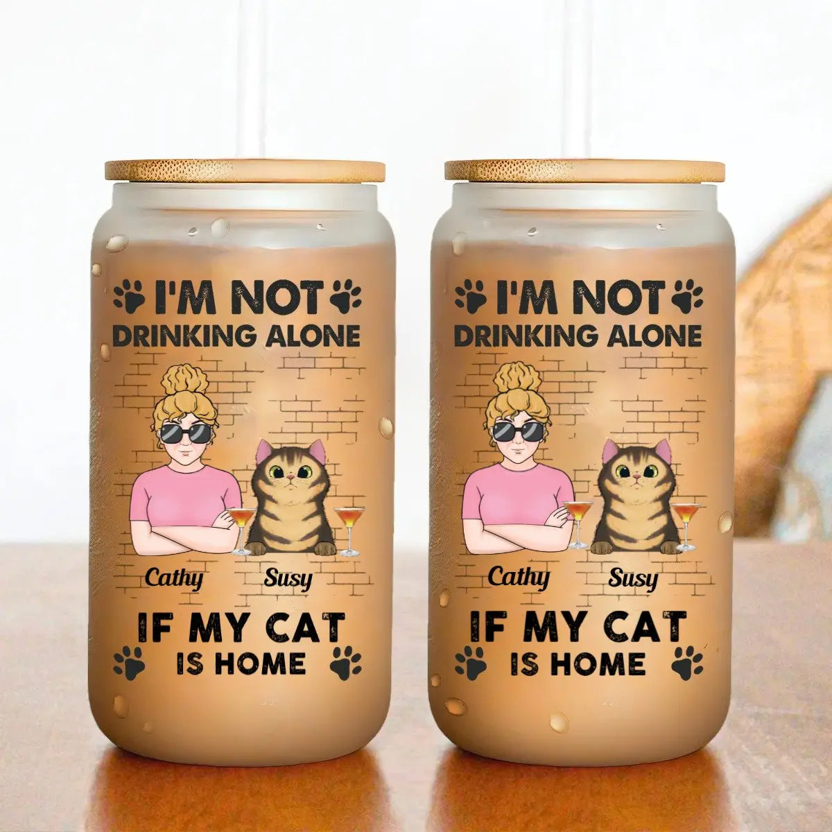 Dog Lovers - I'm Not Drinking Alone If My Pets Are Home - Personalize Glass Can - The Next Custom Gift  Glass Can