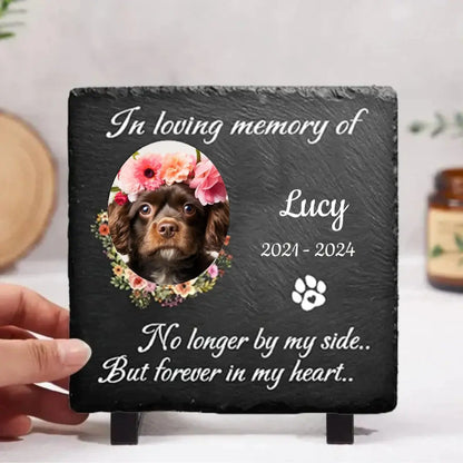 Dog Lovers - No Longer By My Side But Forever In My Heart - Personalized Memorial Stone Acrylic Plaque The Next Custom Gift