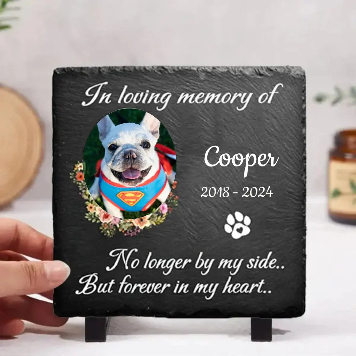 Dog Lovers - No Longer By My Side But Forever In My Heart - Personalized Memorial Stone Acrylic Plaque The Next Custom Gift