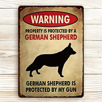 Dog Lovers - Property Is Protected By A German Shepherd - Metal Sign  The Next Custom Gift