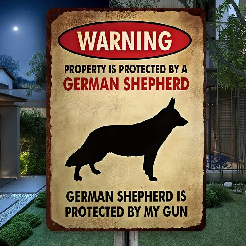 Dog Lovers - Property Is Protected By A German Shepherd - Metal Sign  The Next Custom Gift