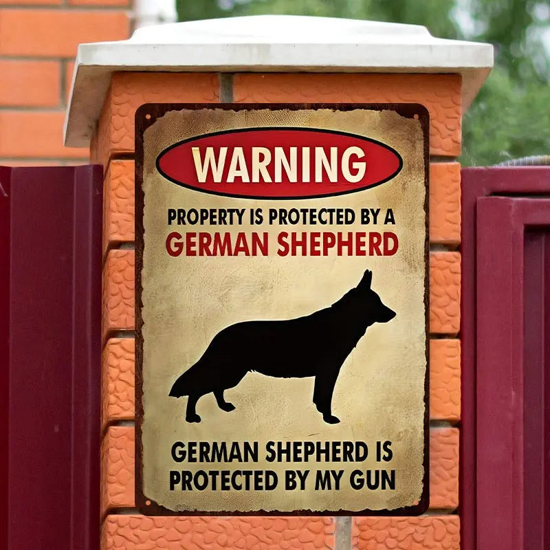 Dog Lovers - Property Is Protected By A German Shepherd - Metal Sign  The Next Custom Gift