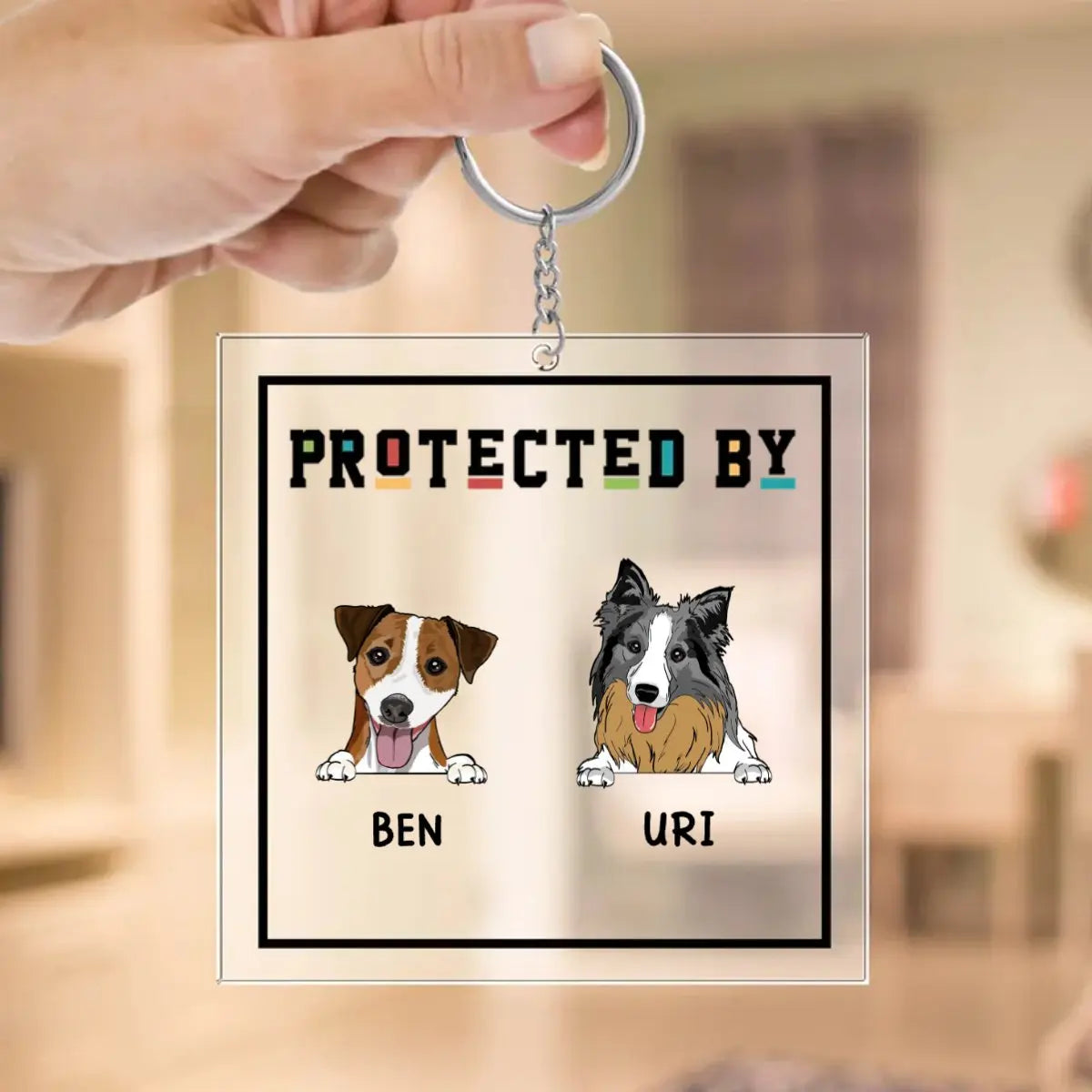 Dog Lovers - Protected By (D) - Personalized Acrylic Keychain Keychain The Next Custom Gift