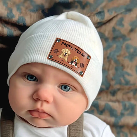 Dog Lovers - Protected By (D) - Personalized Baby Beanie
