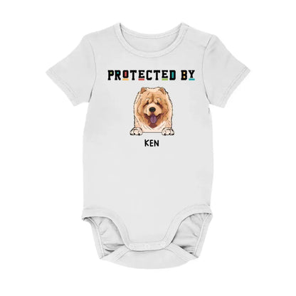 Dog Lovers - Protected By (D) - Personalized Baby Onesie Baby Onesie The Next Custom Gift