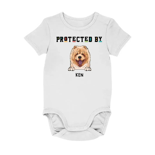 Dog Lovers - Protected By (D) - Personalized Baby Onesie Baby Onesie The Next Custom Gift