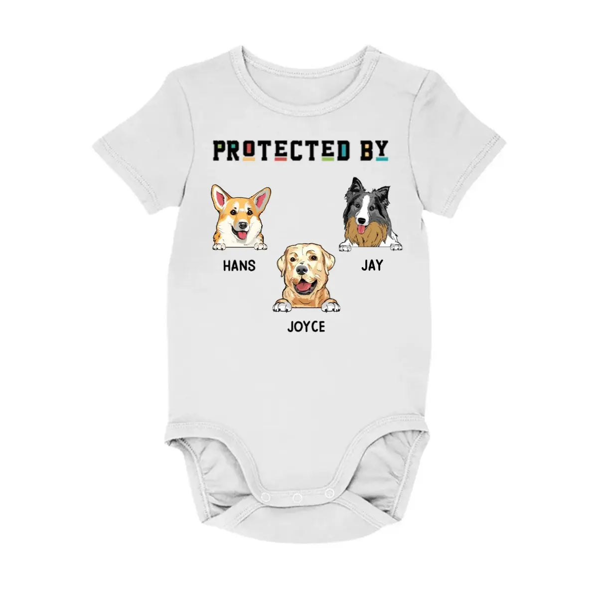 Dog Lovers - Protected By (D) - Personalized Baby Onesie Baby Onesie The Next Custom Gift