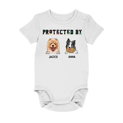 Dog Lovers - Protected By (D) - Personalized Baby Onesie Baby Onesie The Next Custom Gift